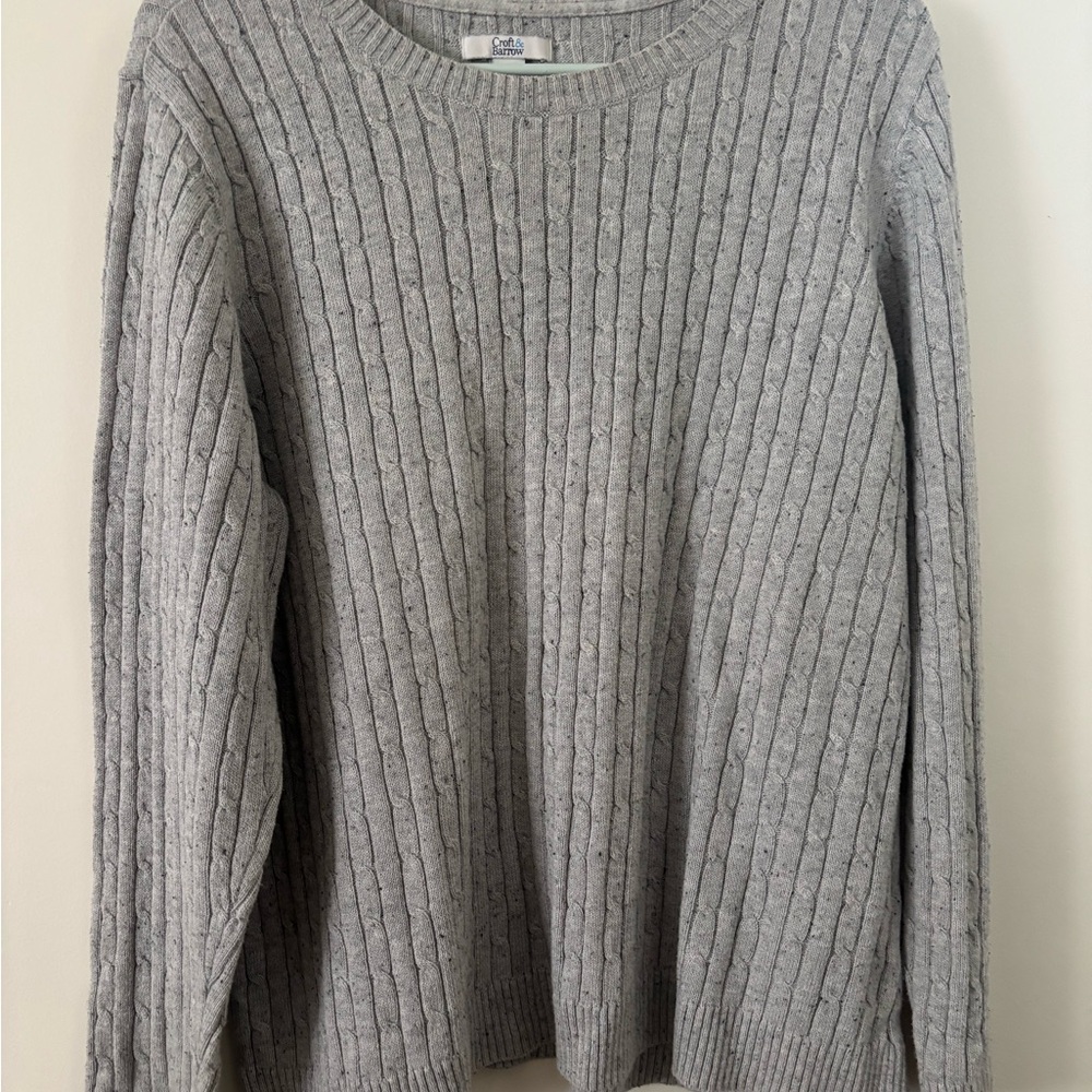 Croft & Barrow Heather Gray Cable Knit Pullover
